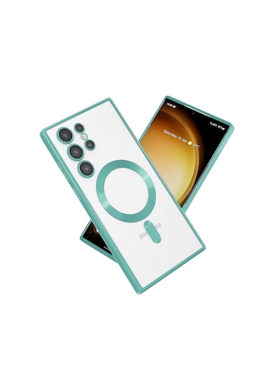 Samsung Galaxy Uyumlu S23 Ultra Kılıf Şeffaf Magsafe Lens Korumalı Mat Kross Silikon Kapak