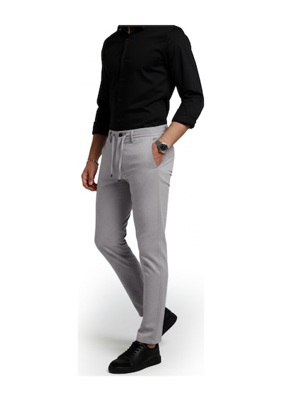 Deepsea Erkek Taş Likralı Gofre Kumaş Beli Lastikli İpli Slim Fit Günlük Pantolon 2600650 Taş