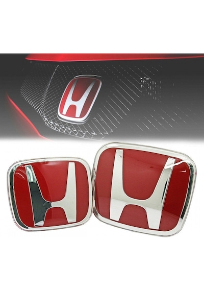 Honda Civic Fd6 2006-2012 Uyumlu Kırmızı Ön-arka-direksiyon Logo Set