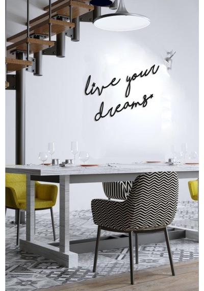 Dekoratif Live Your Dreams Ahşap Duvar Tablo Modern Yazı
