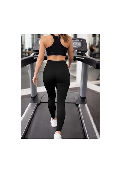 Mercan Kids & Butik Kadın Yüksek Bel Toparlayıcı Tayt Dikişsiz İç Göstermez Spor Taytı Siyah