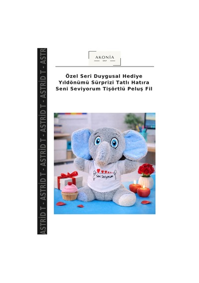 Özel Seri Duygusal Hediye Yıldönümü Sürprizi Tatlı Hatıra Seni Seviyorum Tişörtlü Peluş Fil Çok Renkli