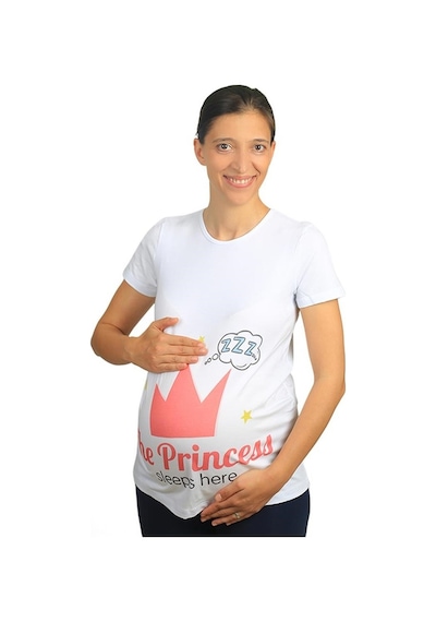 Mummy's Baby Hamile Tişört Princess Beyaz 8591