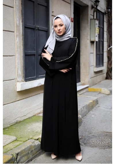 Nazzain Omuz İncili Abaya Çok Renkli