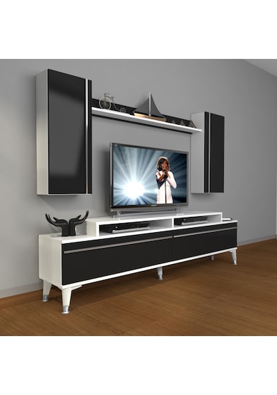 Decoraktiv Ekoflex 7 Mdf Silver Tv Ünitesi Tv Sehpası Beyaz - Siyah