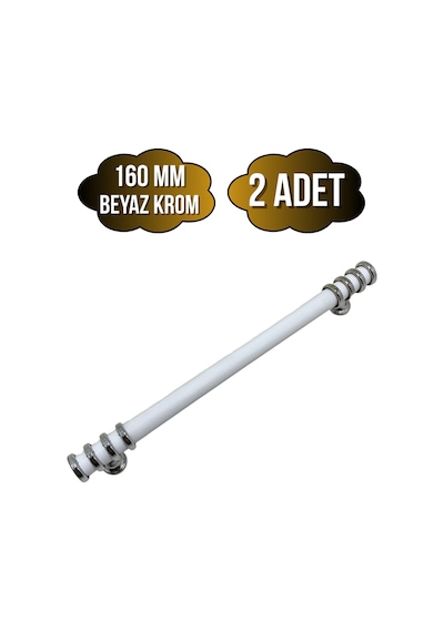 Detay Boru Beyaz Krom Dolap Kulpu Mobilya Ve Mutfak Dolap Kulpu Beyaz - Krom 160mm 2 Adet Beyaz Krom