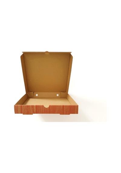 Kırmızı Ahşap Baskılı 30 cm Pizza Kutusu