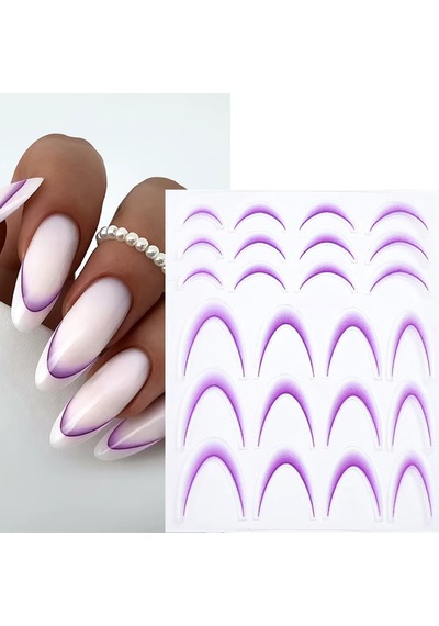 Ombre Efekt French Tırnak Sticker Lila Nail Art Sd-1946