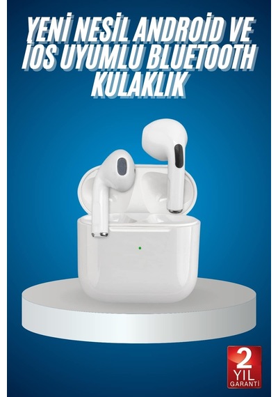 Bluetooth Kulaklık Beyaz Çağrı Cevaplama Dokunmatik Kontrol Kablosuz -