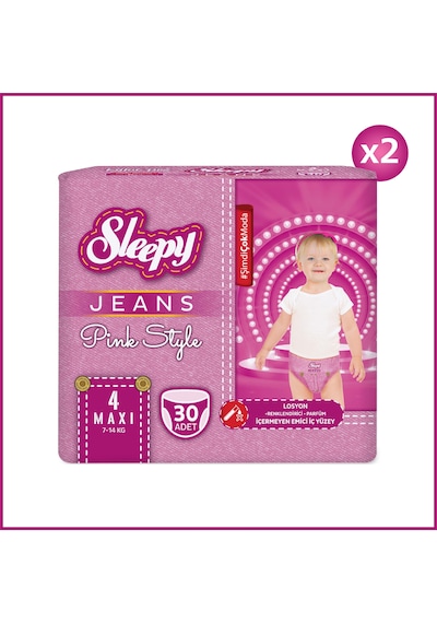 Sleepy Pink Jeans Külot Bez 4 Numara Maxi 2'li Jumbo 60 Adet