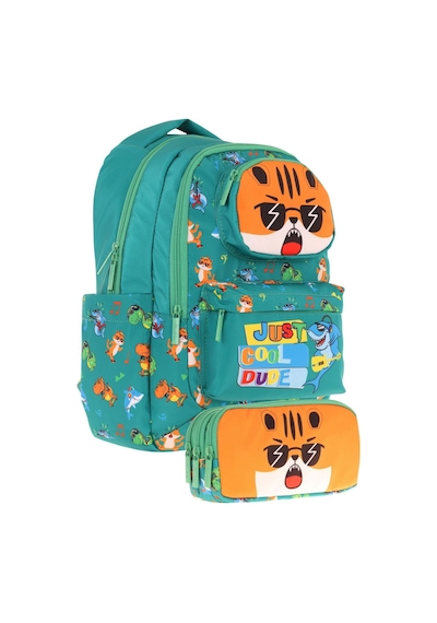 Kaukko Kids Toys Erkek Çocuk Yeşil 3d Aslan Şekilli İlkokul Çantası Ve Kalemlik Seti L5254+l8254 Yeşil