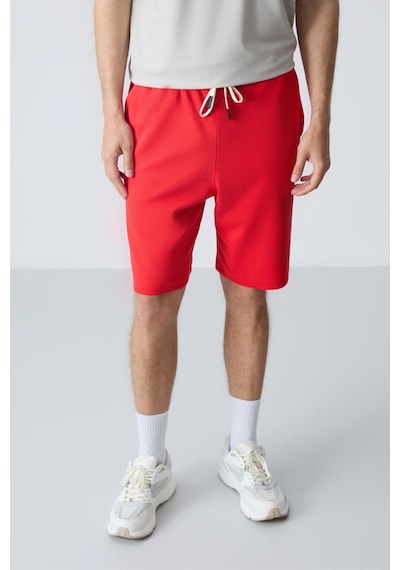 Air Jones Tommy Life Fiesta Pamuklu Kalın Yumuşak Dokulu Standart Fit Basic Erkek Şort - 81275 Kırmızı