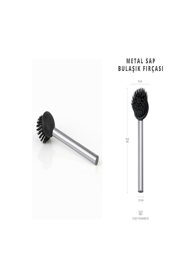 Milena Life Metal Saplı Çok Amaçlı Pratik Lavabo Bulaşık Fırçası 2'li