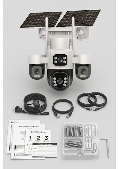 Inox Digital Inox X24 4g E-simli 6 Motorlu 4 Kameralı Solar Güvenlik Kamerası 7/24 Kayıt