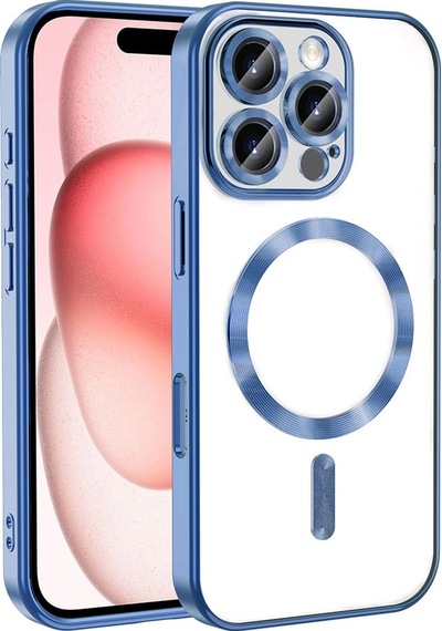 Apple Uyumlu iPhone 16 Pro Kılıf Kamera Korumalı M-safe Wireless Şarj Özellikli Zore Demre Kapak Sierra Mavi