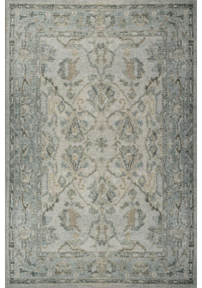 Artloop Relic Yeşil Vintage Dokulu Klasik Desenli Dokuma Tabanlı Şönil Halı Al 519 Mint Yeşili - Gri