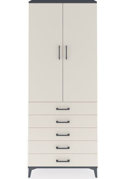 Arges Dolap 3 Raflı 5 Çekmeceli 2 Kapaklı 88x30x221 Antrasit-aytaşı Antrasit