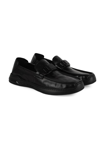 Guja Erkek Ayakkabı 590-2 Kahverengi Metal Tokalı Spor Taban Rahat Günlük Slip-on Loafer Siyah
