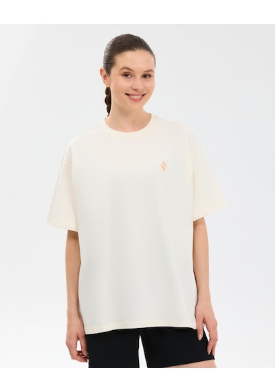 Skechers W Oversize Fit Graphic T-shirt Kadın Beyaz Tshirt S2610052-3855