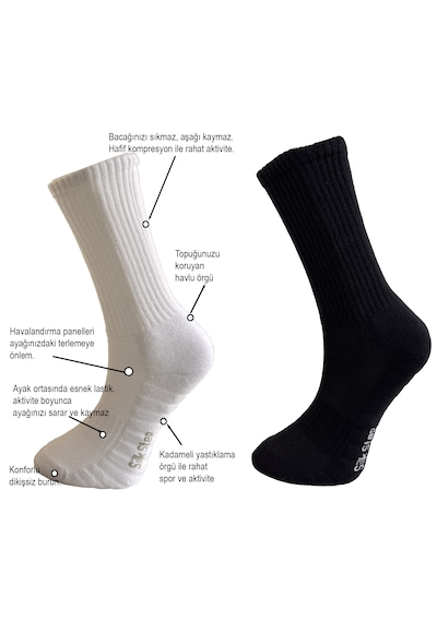 Silk Step Fit Line 4'lü Siyah-beyaz Erkek Ve Kadın Spor Çorabı , Active - Fonksiyonel 2çift Siyah - 2çift Beyaz Siyah - Beyaz