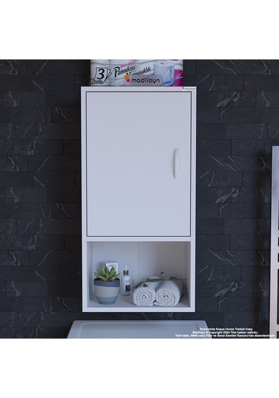 Şile 45 X 85 X 32,5 Cm Makine Üstü Asma Ve Çok Amaçlı Banyo Dolabı Beyaz