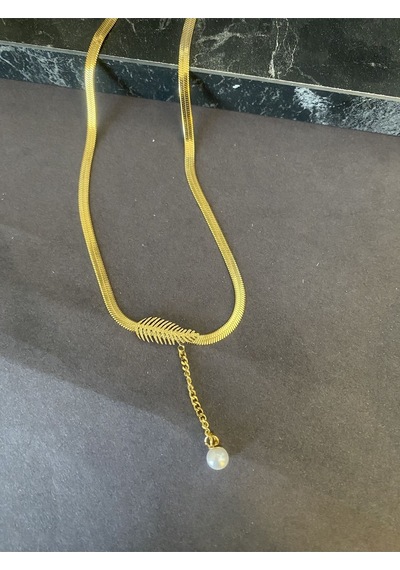 Minimal İncili Kılçık Çelik Kolye