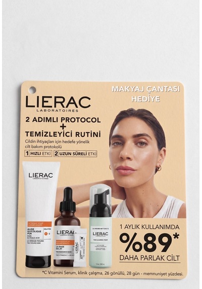 Lierac Protocol C Vitamini Işıltı Seti - Serum + Peeling Maske + Temizleme Köpüğü + Çanta