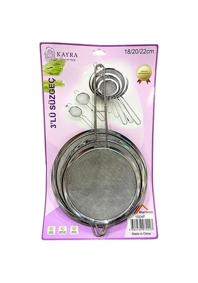 Metal 3'li Süzgeç 18-20-22 Cm Belirtilmemiş