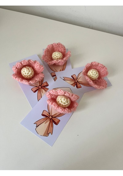 El Örgüsü İnci Detaylı Midye Anahtarlık/nişan Ve Nikah Hatırası 10'u Paket Pembe