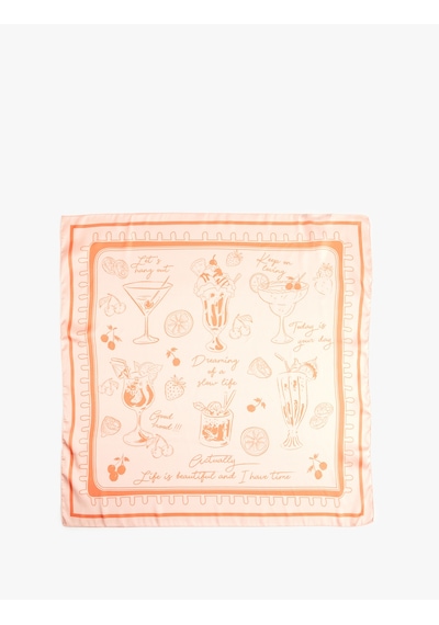 Koton Desenli Kare Şal Pembe 6sak50130aa Gül