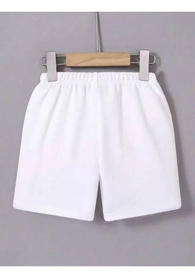 Hazego Beli Lastikli Baskılı Mini Şort - Beyaz Beyaz