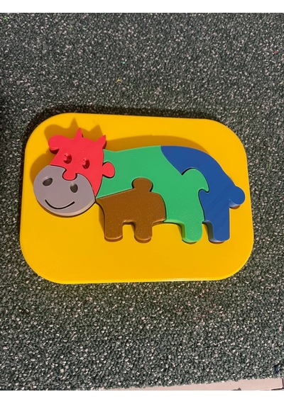 3d Baskı İnek Figürlü Puzzle - Renkli Eğitici Yapboz