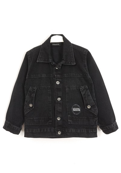 Dobakids Gömlek Yaka Cep Detaylı Erkek Çocuk Denim Mont Siyah 001-0002008