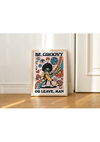 Groovy Retro, Funky Banana Poster, Groovy Ol Ya Da Git, 1980'ler Psikedelik Sanatı