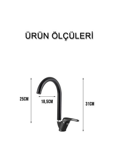 Viosa Siyah Mix Delta Borulu Aç Kapa Mutfak Eviye Bataryası Siyah