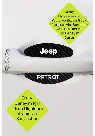 Jeep Patriot İçin Karbon Çizik Önleyici Özel Tasarım Şık Kapı İçi Folyo Seti Patriot Yazılı 4 Adet
