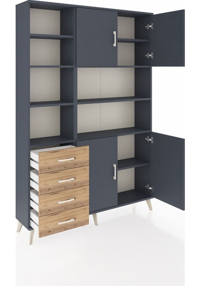 Arges Dolap 9 Raflı 4 Çekmeceli 4 Kapaklı 132x30x195 Antrasit-antrasit/çam Antrasıt/atlas Çam Arges Dolap 9 Raflı 4 Çekmeceli 4 Kapaklı 132x30x195 Antrasit-antrasit/çam Antrasıt/atlas Çam