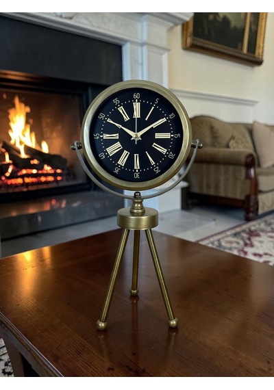 Antique Black Eskitme Üç Ayaklı Masa Saati