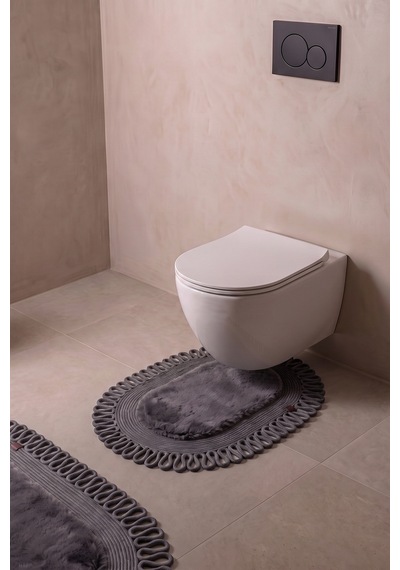 Banyo Paspası Takımı 60x100+40x60 Cm Dış Trikot Antrasit Gri & Antrasit Gri