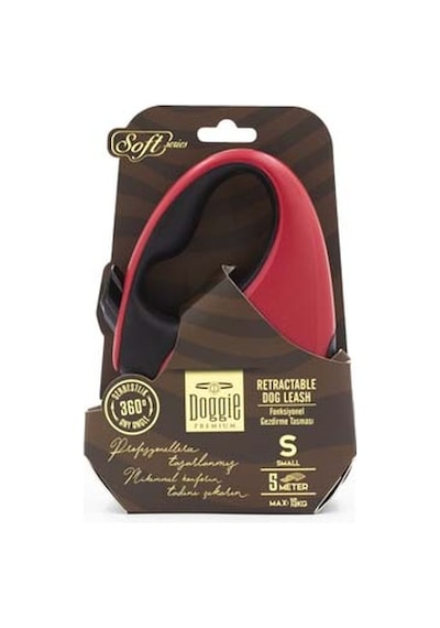 Doggie Otomatik Uzatma Tasması Soft Kırmızıi S-15 Kg 5 Mt Kırmızı