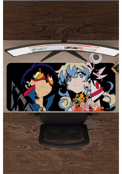 Gurren Lagann Kaymaz Dikişli Kauçuk Oyuncu Mousepad V4 - 90x40 Xxl Gaming Mouse Pad Fare Altlığı