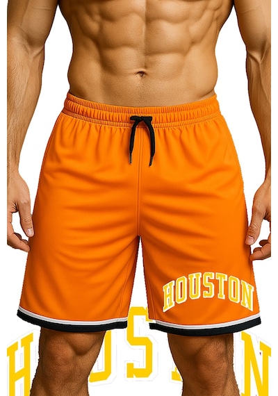 Top Glory Cepli Houston Baskılı Basketbol Şortu Spor Şort