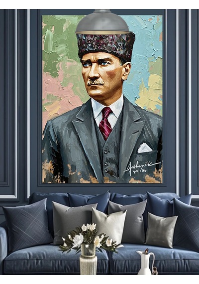 Klasik Mustafa Kemal Atatürk Portresi Dekoratif Kanvas - Mdf Ahşap Tablo