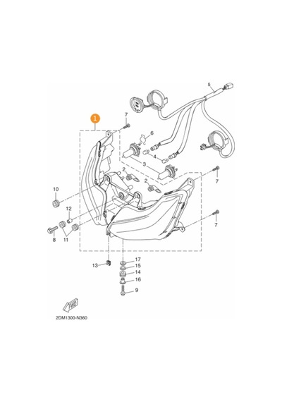 Yamaha Xmax 250 2014-2017 Far 2dm-h410a-00 N11.307