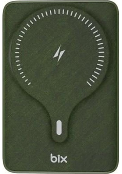 Bix 10000mah Bxpb105-gre 22.5w-15w Type-c Micro Usb Kablosuz Led Göstergeli Yeşil Powerbank Siyah