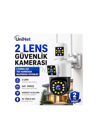 Uninet 5mp Çift Kameralı Wifi Ptz Güvenlik Kamerası 355 Döner, Lazer Flash Led, Insan Takibi Ve Gece Görüşü