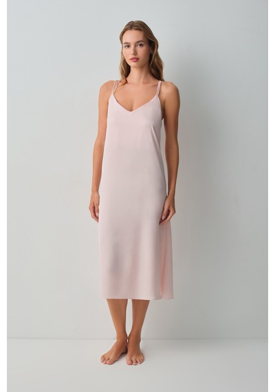 Suwen Floral Uzun Gecelik Wsh10710070077 Pembe