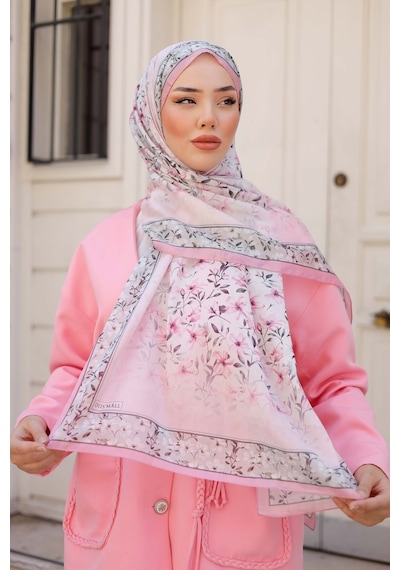 Mimiyum Lemon Flower Nayf İpek Şal Şeker Pembe