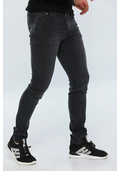 Erkek Gri Füme Slim Fit Likralı Esnek Jean Kot Pantolon Gri