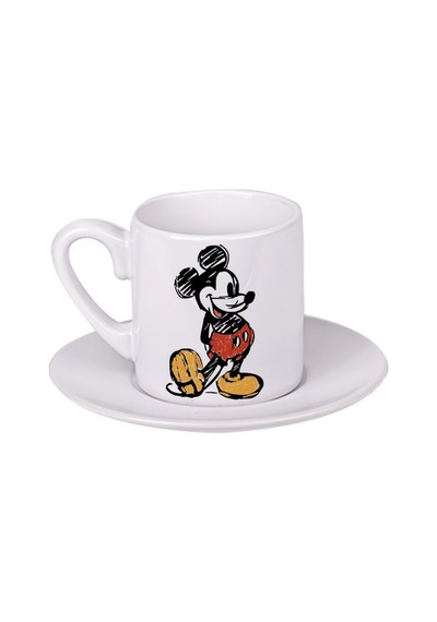 Mickey Mouse Türk Kahvesi Fincanı Beyaz